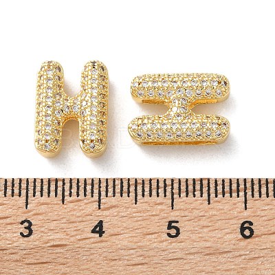 Rack Plating Brass Micro Pave Cubic Zirconia Slide Charms KK-C084-34G-H-1