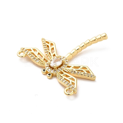 Brass Pave Clear & Jet Cubic Zirconia Connector Charms KK-H434-05G-1