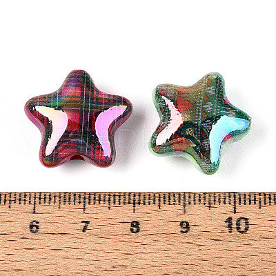 Christmas UV Plating Printed Opaque Acrylic Beads MACR-N018-06-1