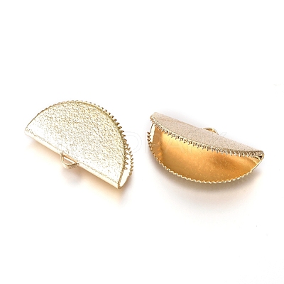 Brass Ribbon Crimp Ends X-KK-G380-02G-1