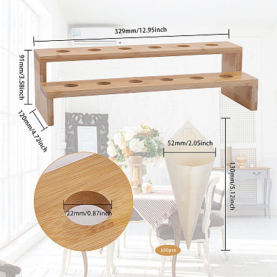 Bamboo 12-Hole Ice Cream Display Stands AJEW-GL0001-82-1