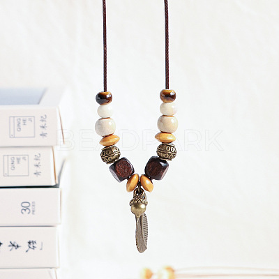 Alloy Pendant Waxed Cord Necklaces FS-WGBC2DA-01-1