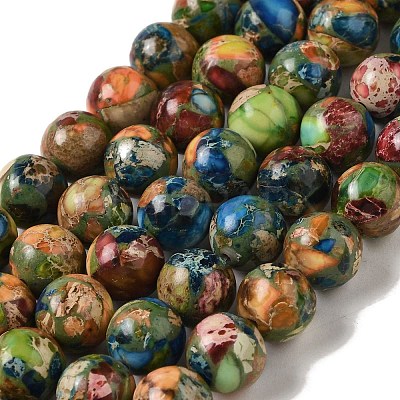 Dyed Natural Imperial Jasper Beads Strands G-Q161-A02-03-1