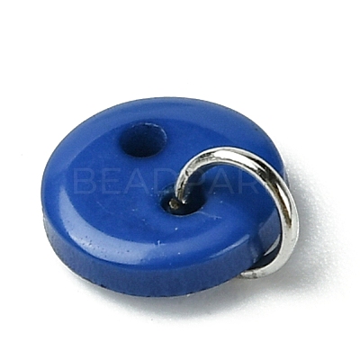 Resin Flat Round 2-Hole Buttons Pendants PALLOY-JF03384-1