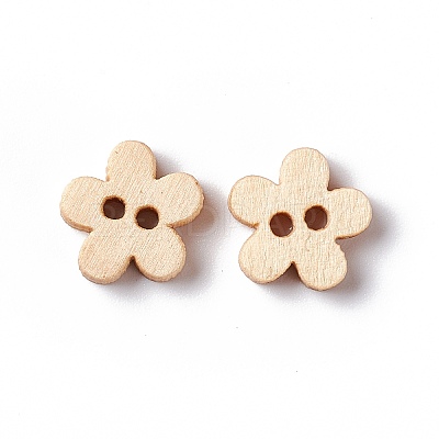 Natural 2-hole Basic Sewing Button in 5-petaled Flower Shape NNA0Z6C-1