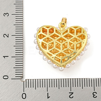 Rack Plating Brass & ABS Plastic Imitation Pearl Pendants X-KK-N255-03E-G-RS-1