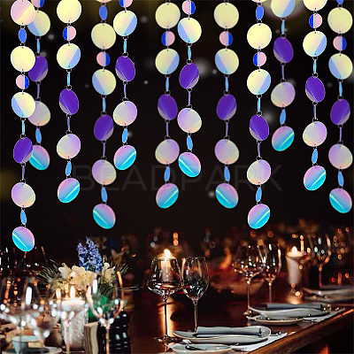 Irridescent PVC Glitter Circle Dots Garland LS-HJEW-WH0036-37-1
