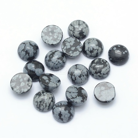 Natural Snowflake Obsidian Cabochons G-P393-R55-8mm-1