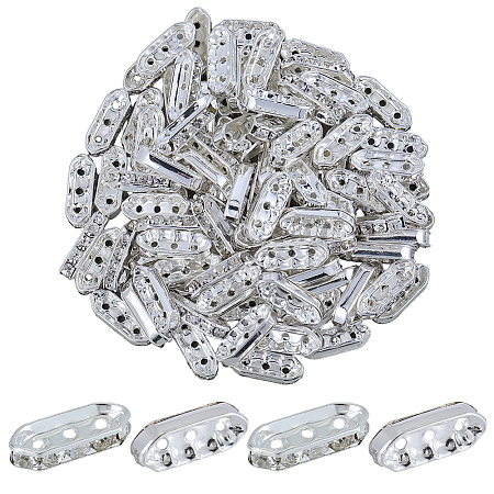 100Pcs Alloy Crystal Rhinestone Spacer Bars FIND-SC0021-30-1