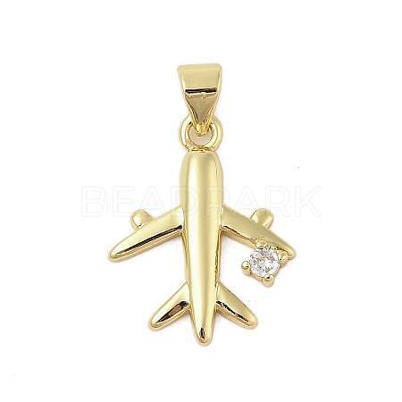 Plane Rack Plating Brass Micro Pave Cubic Zirconia Pendants KK-Z074-20G-1