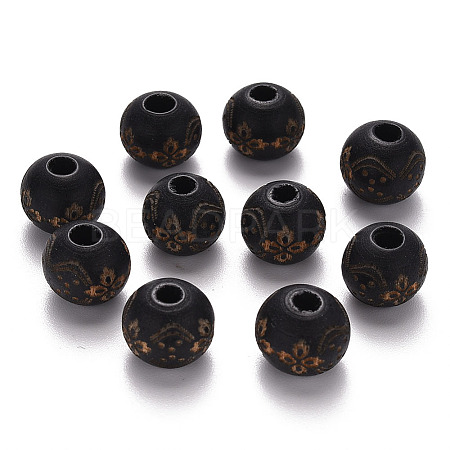 Painted Natural Wood Beads X-WOOD-N006-03A-10-1