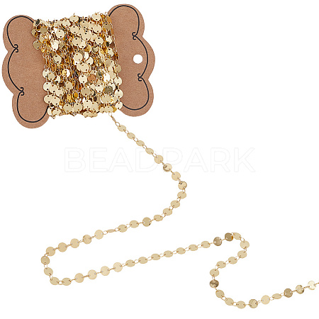 5M Rack Plating Brass Handmade Flat Sequin Chains CHC-SC0001-11-1