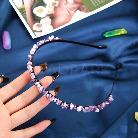 Natural Amethyst Hair Bands PW-WG3532A-02-1