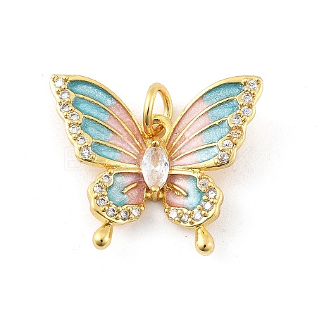 Brass Micro Pave Cubic Zirconia Pendants KK-K371-46G-03-1