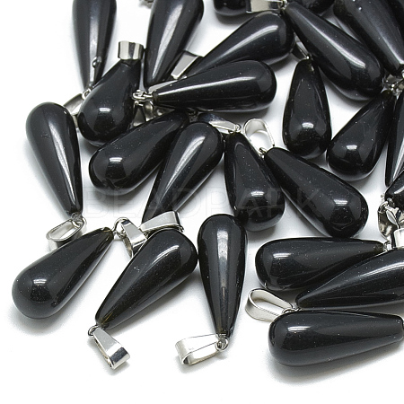 Dyed Natural Black Agate Pendants X-G-T081-07-1