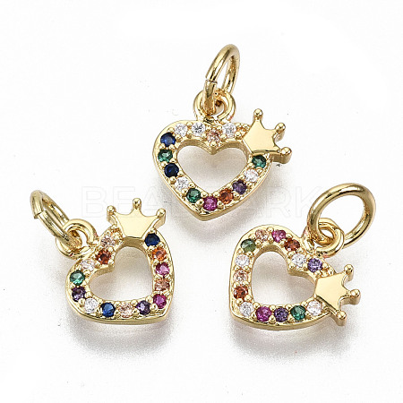 Brass Micro Pave Colorful Cubic Zirconia Charms ZIRC-S067-165-NF-1