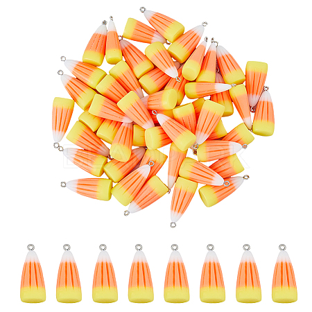 DICOSMETIC 50Pcs Candy Corn Halloween Acrylic Pendants SACR-DC0001-11-1