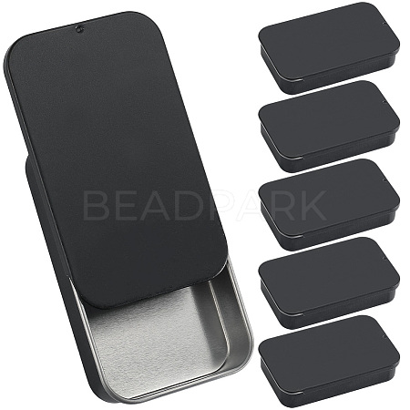 6Pcs Slide Top Tinplate Trinket Storage Boxes CON-SP0001-23E-1