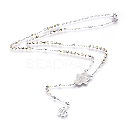 304 Stainless Steel Rosary Bead Necklaces NJEW-F240-06GP-1