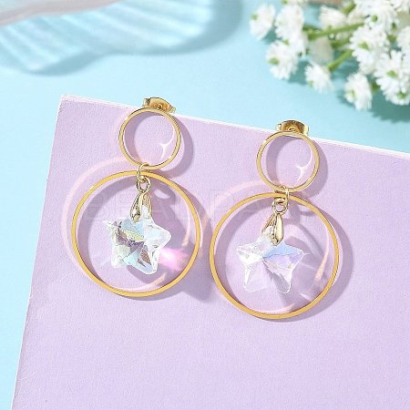 Brass Dangle Stud Earring for Women EJEW-JE07353-1