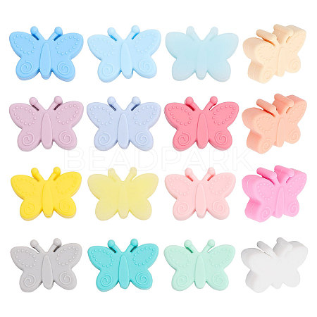 CHGCRAFT 16Pcs 16 Colors Food Grade Eco-Friendly Silicone Beads SIL-CA0002-17-1