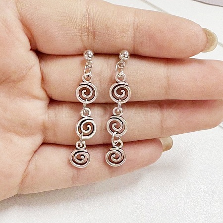 Alloy & Iron Spiral Dangle Stud Earrings FS-WG7331A-02-1