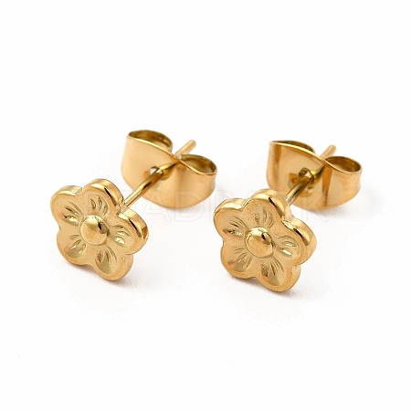 304 Stainless Steel Flower Stud Earrings for Women EJEW-C004-07G-1