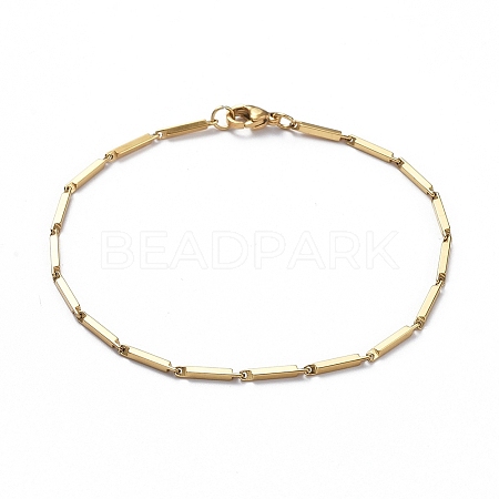 Ion Plating(IP) Unisex 201 Stainless Steel Bar Link Chain Bracelets BJEW-L637-42A-G-1