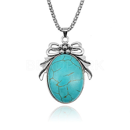 Natural Turquoise Pendant Necklaces CA3400-1