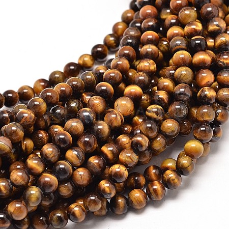 Natural Tiger Eye Round Bead Strands X-G-P072-33-4mm-1