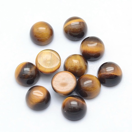 Natural Tiger Eye Cabochons G-P393-R25-4MM-1