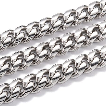 Tarnish Resistant 304 Stainless Steel Cuban Link Chain STAS-B019-02D-P-1