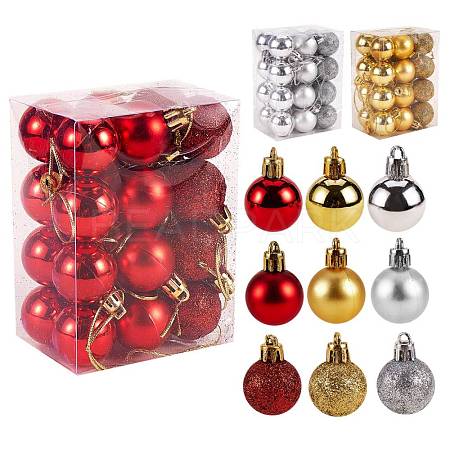 3 Boxes 3 Style Christmas Ball Plastic Ornaments AJEW-SZ0001-86-1
