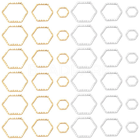 BENECREAT 48Pcs 6 Style Brass Linking Rings KK-BC0009-42-1