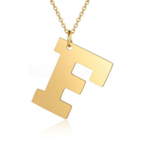 201 Stainless Steel Initial Pendants Necklaces NJEW-S069-JN006-F-1