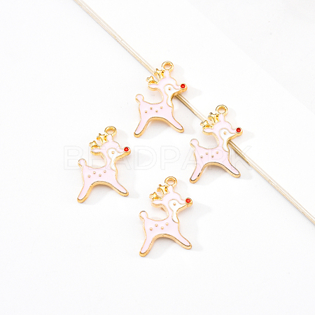 20Pcs Light Gold Alloy Enamel Pendants ENAM-YW0001-73C-1