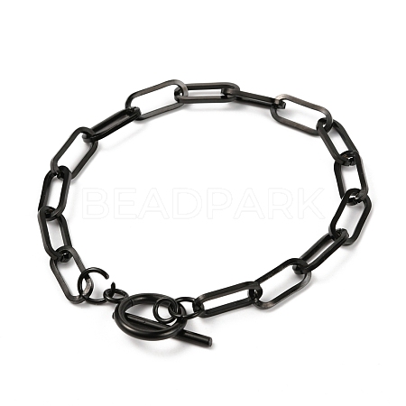 Unisex 304 Stainless Steel Paperclip Chain Bracelets BJEW-H541-03A-EB-1