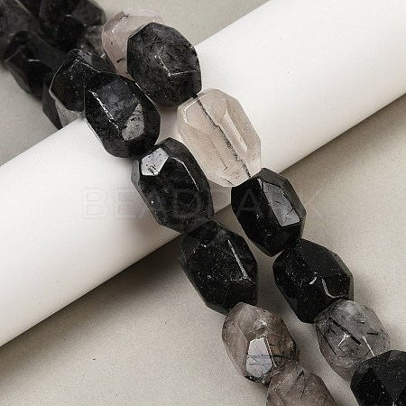 Natural Black Rutilated Quartz Beads Strands G-F796-C02-01-1